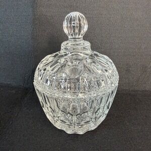 Vintage Fairmont Lead Crystal Candy Dish Thumbprint Pattern Lidded Trinket Jar